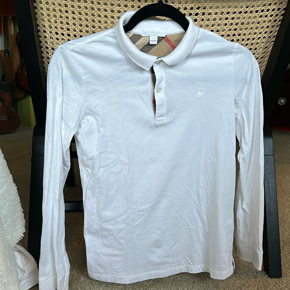 Burberry White Long sleeves polo shirt